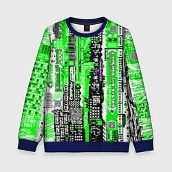 Свитшот детский Киберпанк паттерн зелёный, цвет: 3D-синий