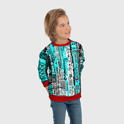 Свитшот детский Киберпанк паттерн голубой, цвет: 3D-красный — фото 2