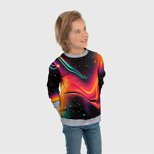 Детский свитшот Жидкая пленка в блестках - нейросеть / 3D-Меланж – фото 3