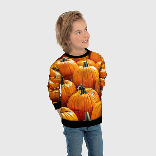 Детский свитшот Много тыкв / 3D-Черный – фото 3