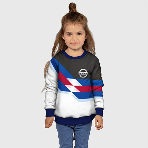 Детский свитшот Nissan geometry steel / 3D-Синий – фото 4