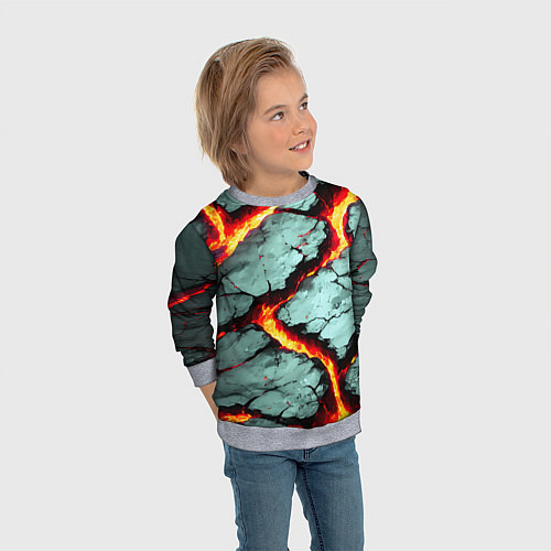 Детский свитшот Треснувший камень жёлтый / 3D-Меланж – фото 3