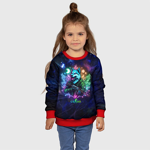 Детский свитшот Counter Strike - neon wolf / 3D-Красный – фото 4