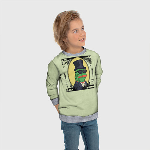 Детский свитшот Pepe is the main cryptocurrency / 3D-Меланж – фото 3