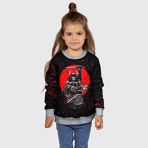 Детский свитшот Кровавый самурай и луна / 3D-Меланж – фото 4