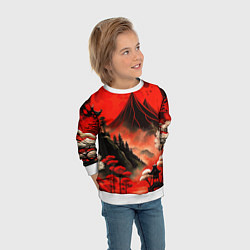 Свитшот детский Япония природа в красном цвете, цвет: 3D-белый — фото 2