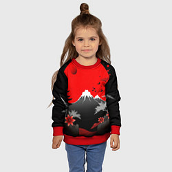 Свитшот детский Японская гора и красная луна, цвет: 3D-красный — фото 2