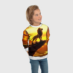Свитшот детский Лев на закате на горе, цвет: 3D-белый — фото 2
