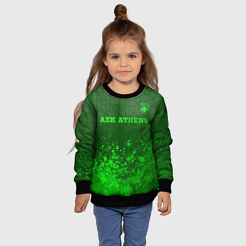 Детский свитшот AEK Athens - green gradient посередине / 3D-Черный – фото 4