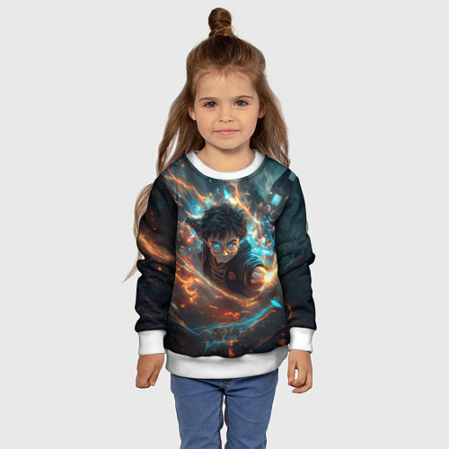 Детский свитшот Гарри Поттер - вихрь магии / 3D-Белый – фото 4