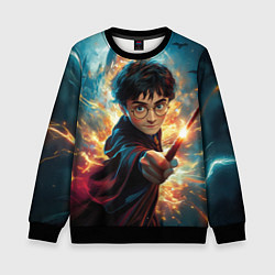 Свитшот детский Гарри Поттер с волшебной палочкой, цвет: 3D-черный