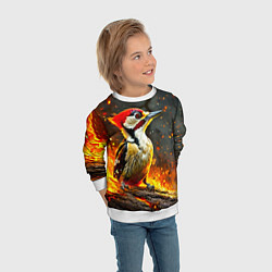 Свитшот детский Дятел в огне, цвет: 3D-белый — фото 2