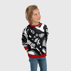 Свитшот детский Чёрно-серая абстракция, цвет: 3D-красный — фото 2