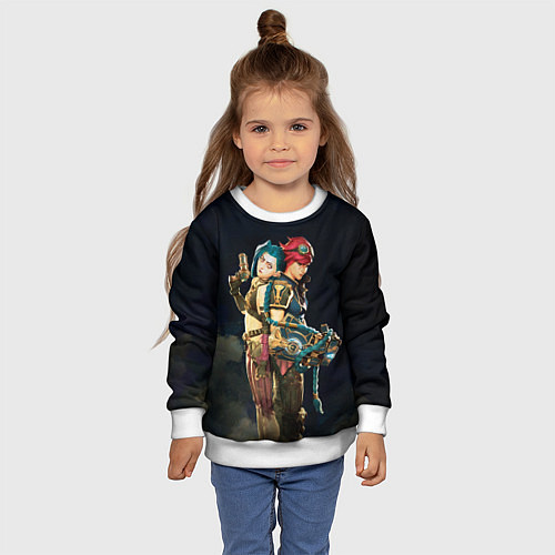 Детский свитшот Заклятые сестры Вай и Джинкс из Аркейн / 3D-Белый – фото 4