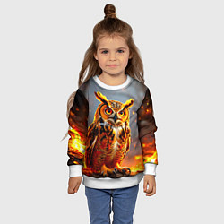 Свитшот детский Филин в огне, цвет: 3D-белый — фото 2