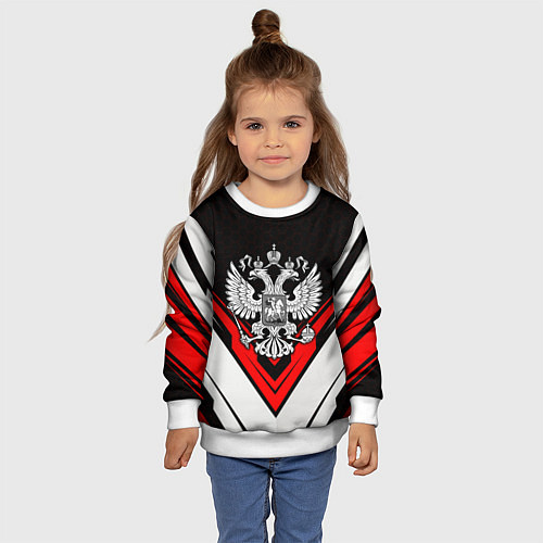 Детский свитшот Герб России - униформа / 3D-Белый – фото 4
