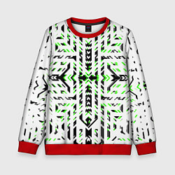 Свитшот детский Чёрно-зелёный диагональные полосы на белом фоне, цвет: 3D-красный