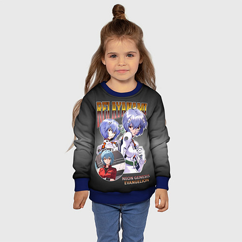 Детский свитшот Евангелион Аянами Рей / 3D-Синий – фото 4