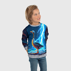 Свитшот детский Гусь и разряд молнии, цвет: 3D-меланж — фото 2