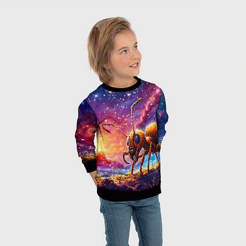 Детский свитшот Муравей в космосе / 3D-Черный – фото 3