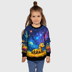 Свитшот детский Гусеничка в космосе, цвет: 3D-черный — фото 2