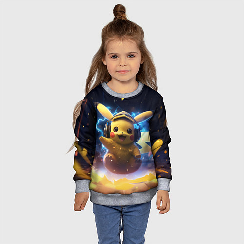 Детский свитшот Пикачу диджей / 3D-Меланж – фото 4