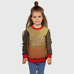 Свитшот детский Конь на тетрадном листе, цвет: 3D-красный — фото 2