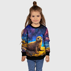 Свитшот детский Тюлень в космосе, цвет: 3D-черный — фото 2