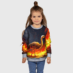 Свитшот детский Страус эму в огне, цвет: 3D-меланж — фото 2