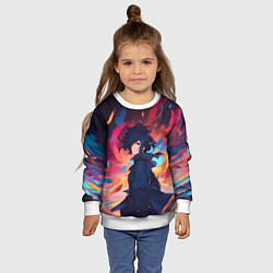 Свитшот детский Аниме девушка и ветер, цвет: 3D-белый — фото 2