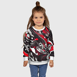 Свитшот детский Красно-белые волны, цвет: 3D-белый — фото 2