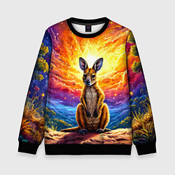 Свитшот детский Кенгуру в космосе, цвет: 3D-черный
