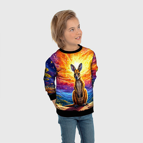 Детский свитшот Кенгуру в космосе / 3D-Черный – фото 3