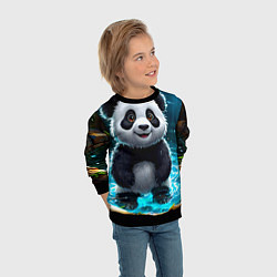 Свитшот детский Панда в колодце, цвет: 3D-черный — фото 2