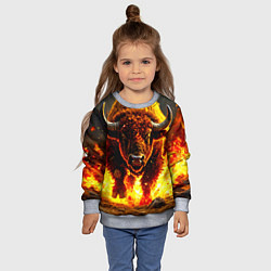 Свитшот детский Буйвол в огне, цвет: 3D-меланж — фото 2