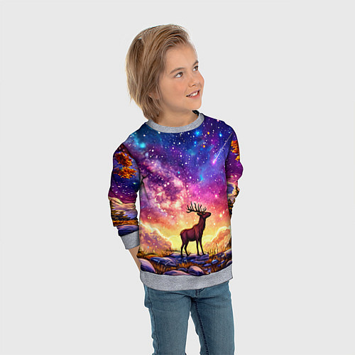 Детский свитшот Лось и звездное небо / 3D-Меланж – фото 3