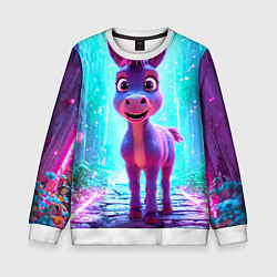 Детский свитшот Ослик в неоновых искрах