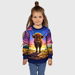 Свитшот детский Буйвол в звездной ночи, цвет: 3D-синий — фото 2