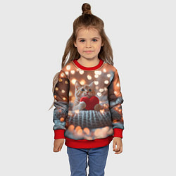 Свитшот детский Котик с сердечком на фоне боке, цвет: 3D-красный — фото 2