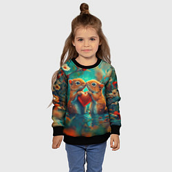 Свитшот детский Влюбленные белки держат сердце, цвет: 3D-черный — фото 2