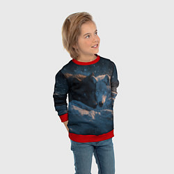 Свитшот детский Влюбленные волки лежат вместе, цвет: 3D-красный — фото 2