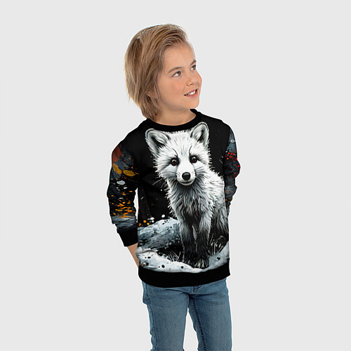 Детский свитшот Песец на черном / 3D-Черный – фото 3