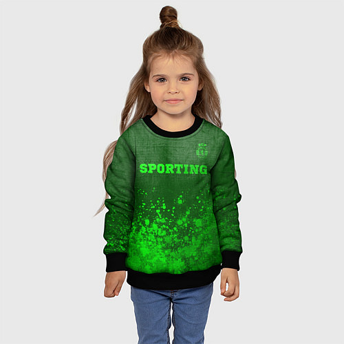 Детский свитшот Sporting - green gradient посередине / 3D-Черный – фото 4