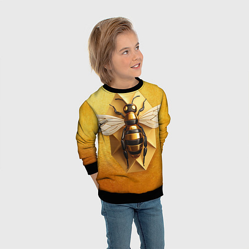 Детский свитшот Пчела на золоте / 3D-Черный – фото 3