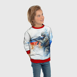 Свитшот детский Русский солдат и флаг России, цвет: 3D-красный — фото 2