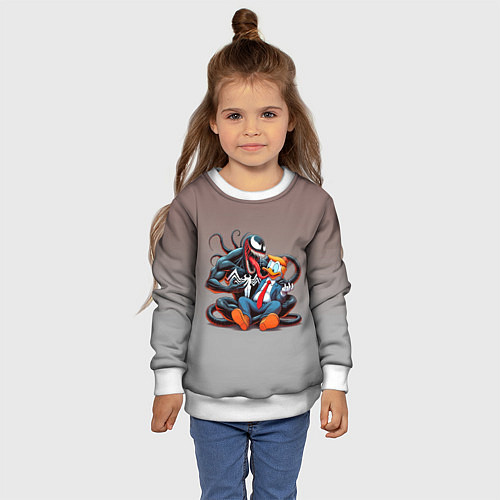 Детский свитшот Venom and Duck-Donald - ai art fantasy / 3D-Белый – фото 4