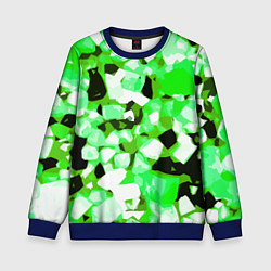 Свитшот детский Green and white abstraction on a black background, цвет: 3D-синий