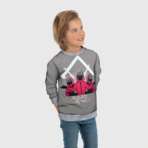 Детский свитшот Персонажи из Игра в кальмара / 3D-Меланж – фото 3