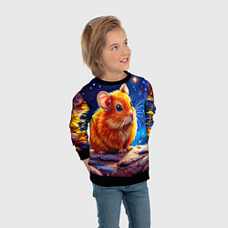 Свитшот детский Хомяк и космическое небо, цвет: 3D-черный — фото 2