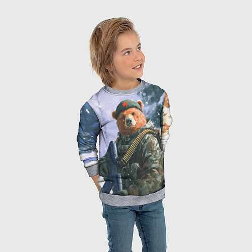 Детский свитшот Русский солдат патриот / 3D-Меланж – фото 3